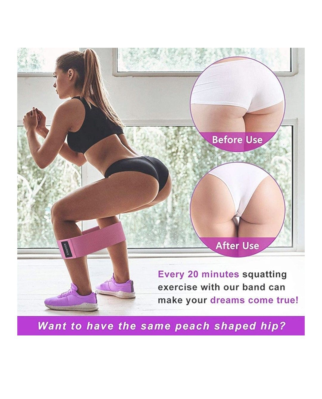 Exercise Resistance Bands for Legs Butts 3 Pack Non-Slip Fabric Workout Bands Booty Bands for Fitness Thigh Squat Glute Hip Training