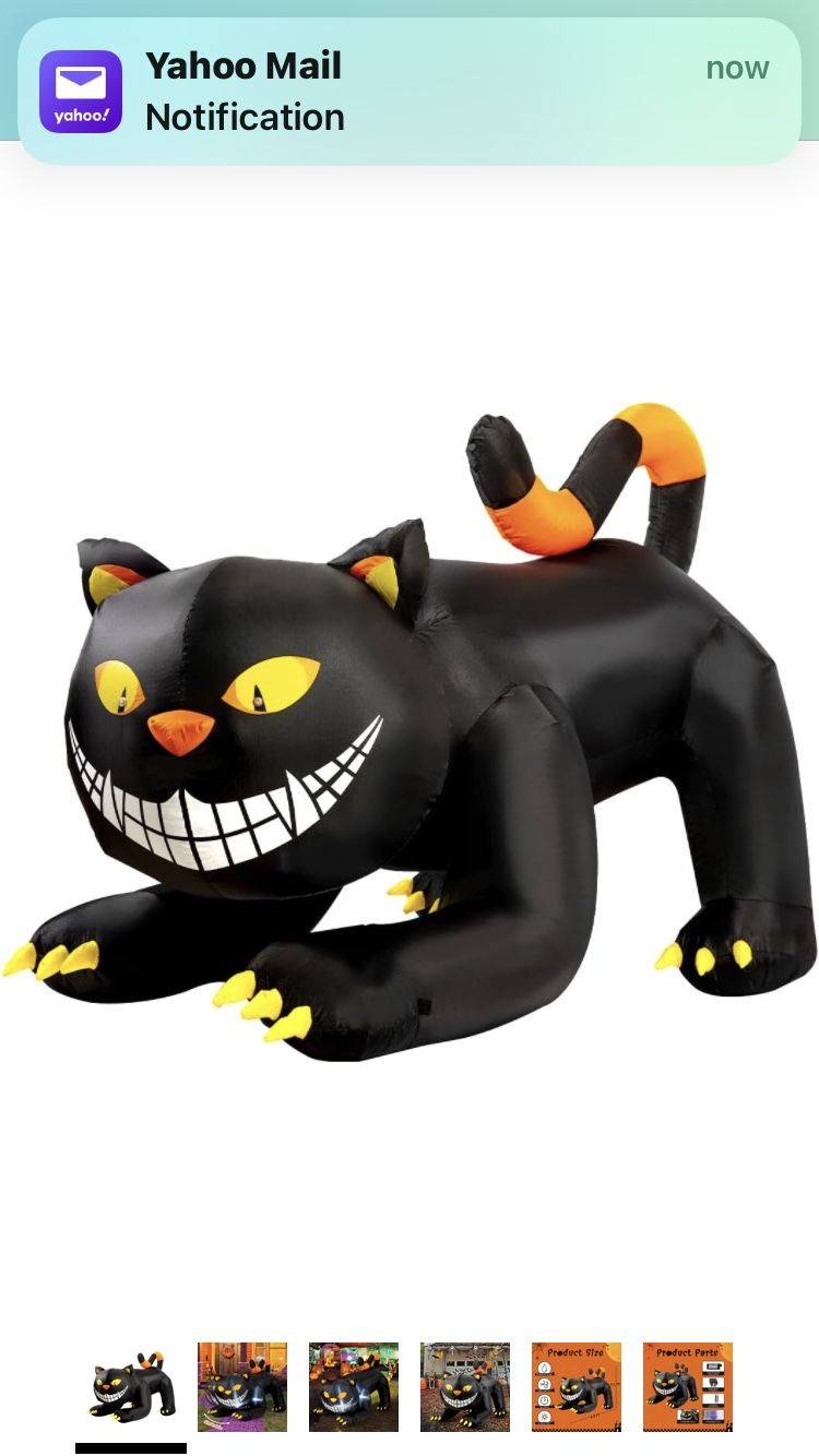 GOOSH 6 FT Halloween Inflatables Outdoor Black Cat with Shakable Head, Blow Up Yard Decoration with LED Lights 