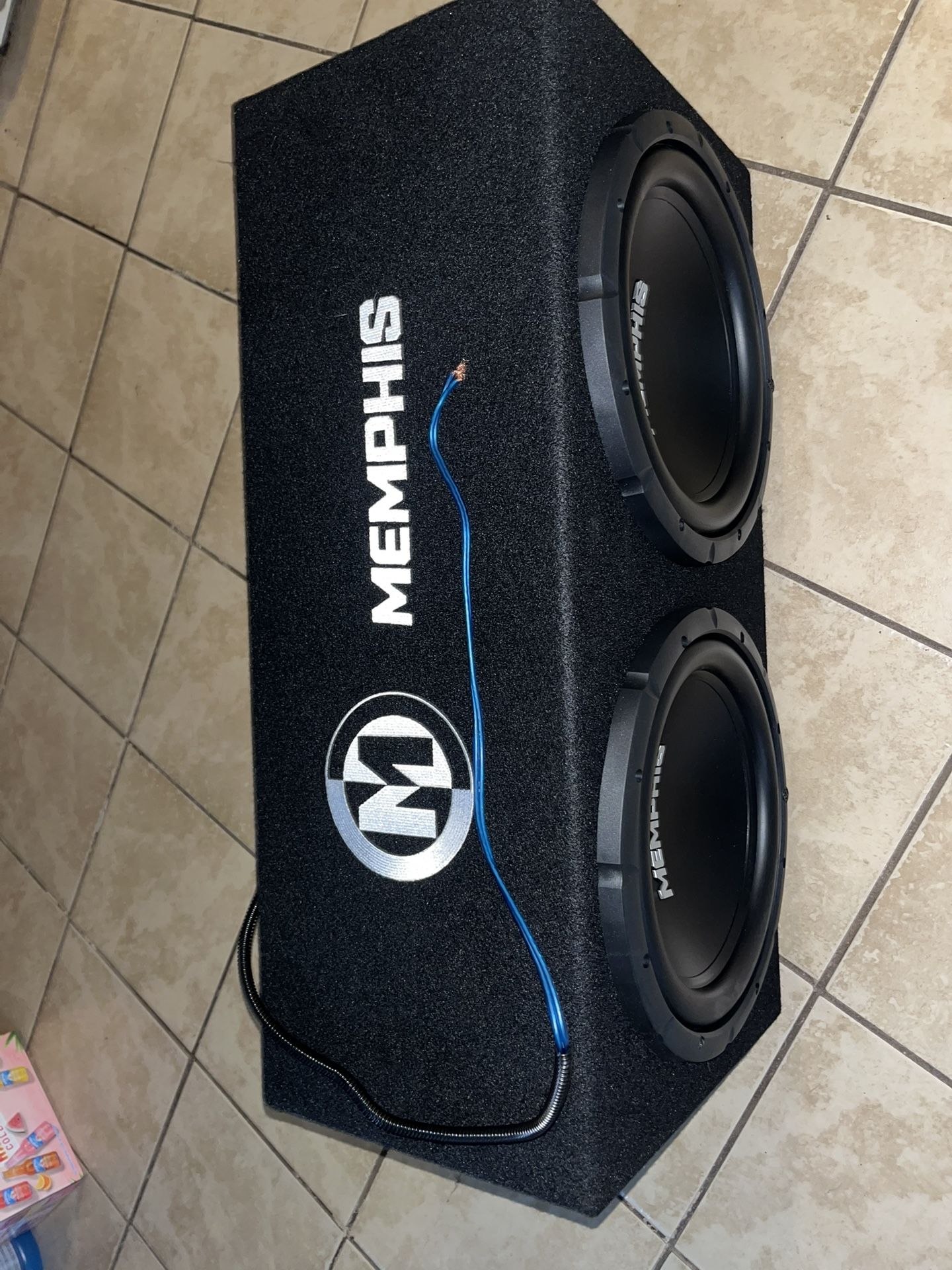 Memphis Audio SRXE212VP Dual 12" 1000w SRX Subwoofer Enclosure+Amplifier+Amp Kit