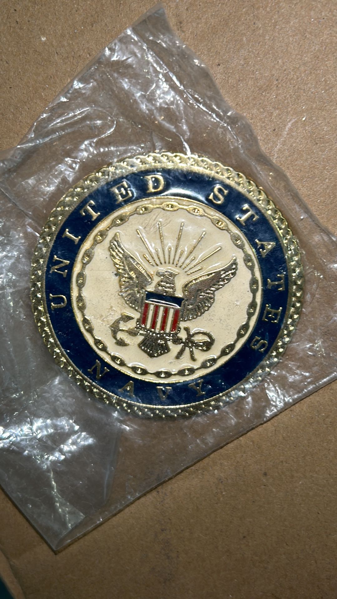 United States Navy Round Metal Belt Buckle