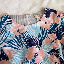 Brooks Brothers Red Fleece Cute And Fitted Pink&Blue Flower Dress US2