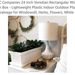 Venetian Window Box Planter Indoor Outdoor Decor Plastic 24 Inch