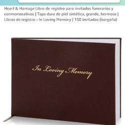Heart & Homage Funeral & Memorial Guest Log Book |  Faux Leather Hardcover, Large, Beautiful Log Books - In Loving Memory 150 Guests (Burgundy)