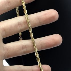 Gold Rope Bracelet 14K Solid New