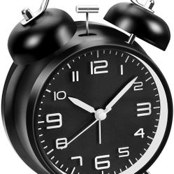 Loud Alarm Clock for Heavy Sleepers, 4 inches Analog Clocks with Backlight, Twin Bell Alarm Clock for Bedroom Bedside Desk Back to School