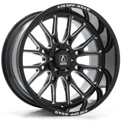 On Sale Axe 7012 22x10 8x165.1 -19mm Gloss Black Milled Accents Letters Wheels 