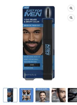 Just For Men 1-Day Beard & Brow Color, Temporary Dye for Beard and Eyebrows, Up to 30 Applications, Black  
