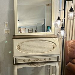 Antique Secretary Desk And Mirror