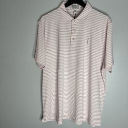 Sun Day Red Logo Stripe NL Classic Fit Golf Polo Shirt Mens XL Light Pink NWT