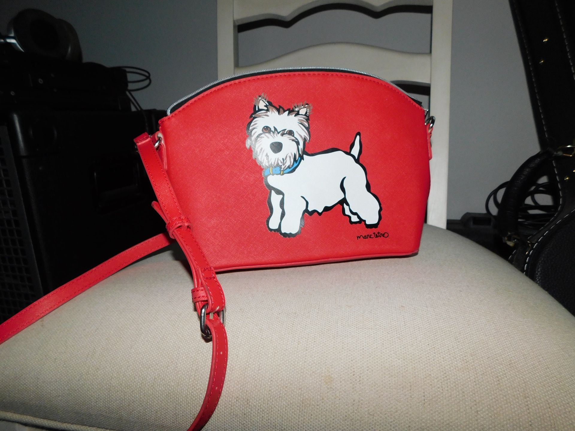 Marc Tetro Messenger Bag Crossbody Purse Red Westie West Highland White Terrier