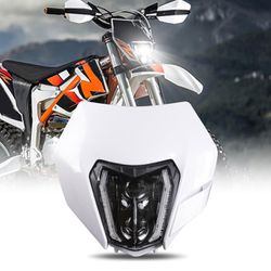 RAMJET4X4 LED Motorcycle Headlight Dirt Bike DRL Headlamp with Bezel Compatible With Motocross Pit Bike Enduro ATV Supermoto 150 250 350 450 500 SX XC
