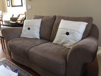 Natuzzi Italian suede love seat and sofa