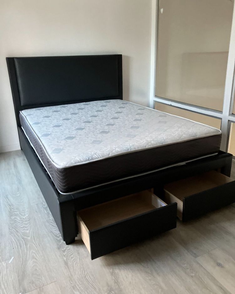 Queen Size Bed Frame With Mattress 