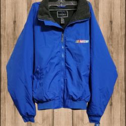 VINTAGE Holloway Men's Size L Chest 48 Blue NASCAR No Hood Wind Breaker Jacket