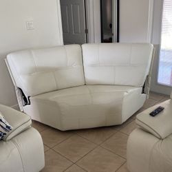 Corner Couch White Leather 