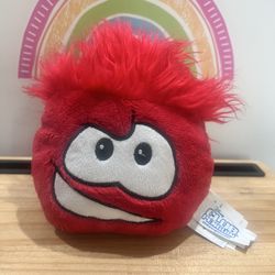 DISNEY PENGUIN CLUB RED PUFFLE 7 INCH SOFT FLUFFY PLUSH