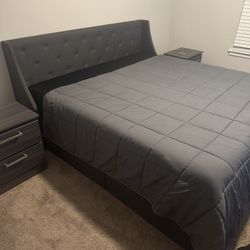 King Bedroom Set With Bed Frame, 2 Night Stands, 6 Drawer Dresser