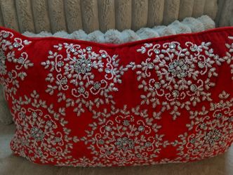 Very Pretty Red Pillows with Silver