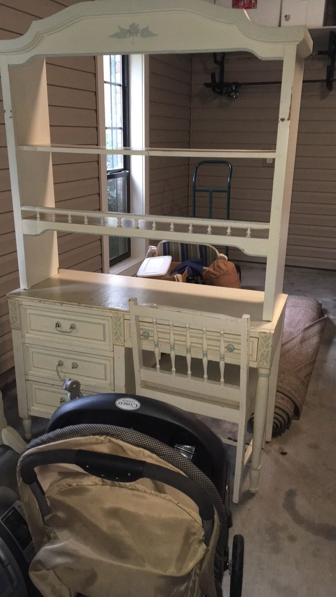 Solid Wood, Used Desk, Hutch And Chair plus Standing, Swivel Mirrow in Deville: $200.00