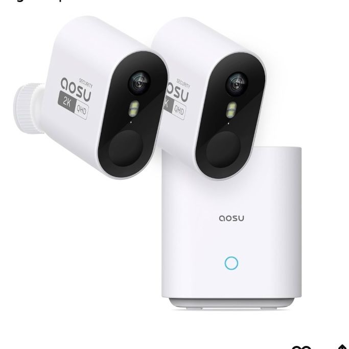 aosu Security Cameras Wireless Outdoor Home System, True 2K HD Night Vision, No Subscription, 240-Day Battery Life, 166° Wide View, Spotlight & Siren