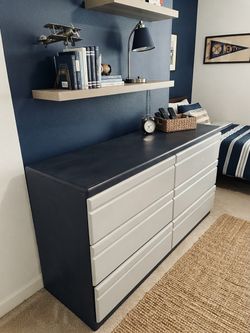 6-Drawer Navy and White Dresser