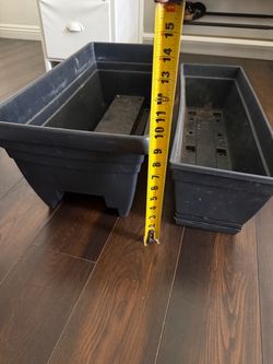 Dark Gray Plastic Rectangular Planter Boxes – Set of 2