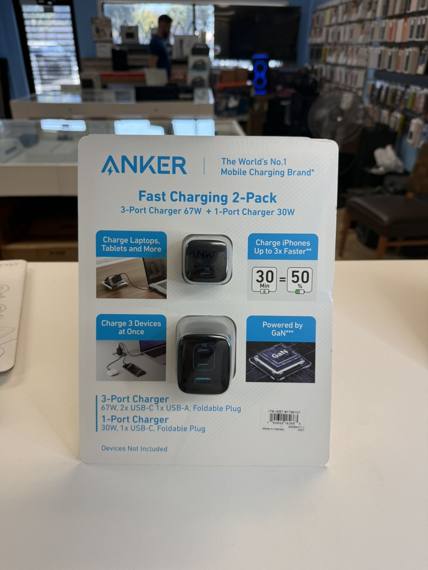 Anker Fast Charging 67W and 30W Wall 2 Chargers with Foldable Plug Travel New