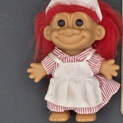 Vintage Russ Berrie Troll Doll, Candy Striper, 5"