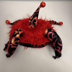 FUNNY Red FURRY Spike Hat Lightning COSTUME HAT Halloween jester hat 