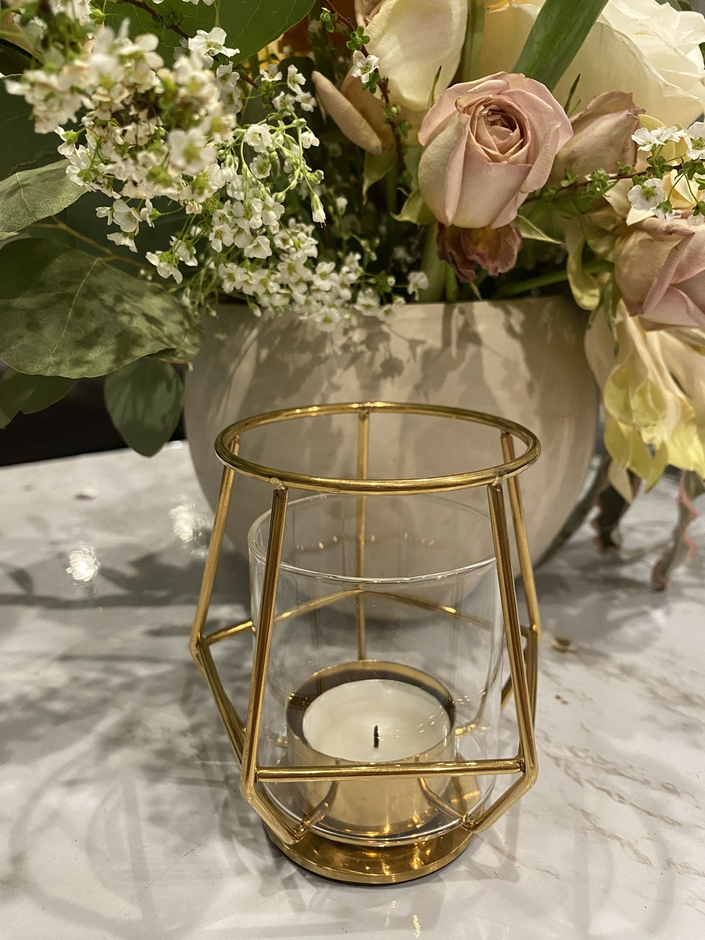Gold Glass Candle Holder