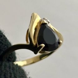 10K Gold Black Onyx Ring Size 7.5 Vintage