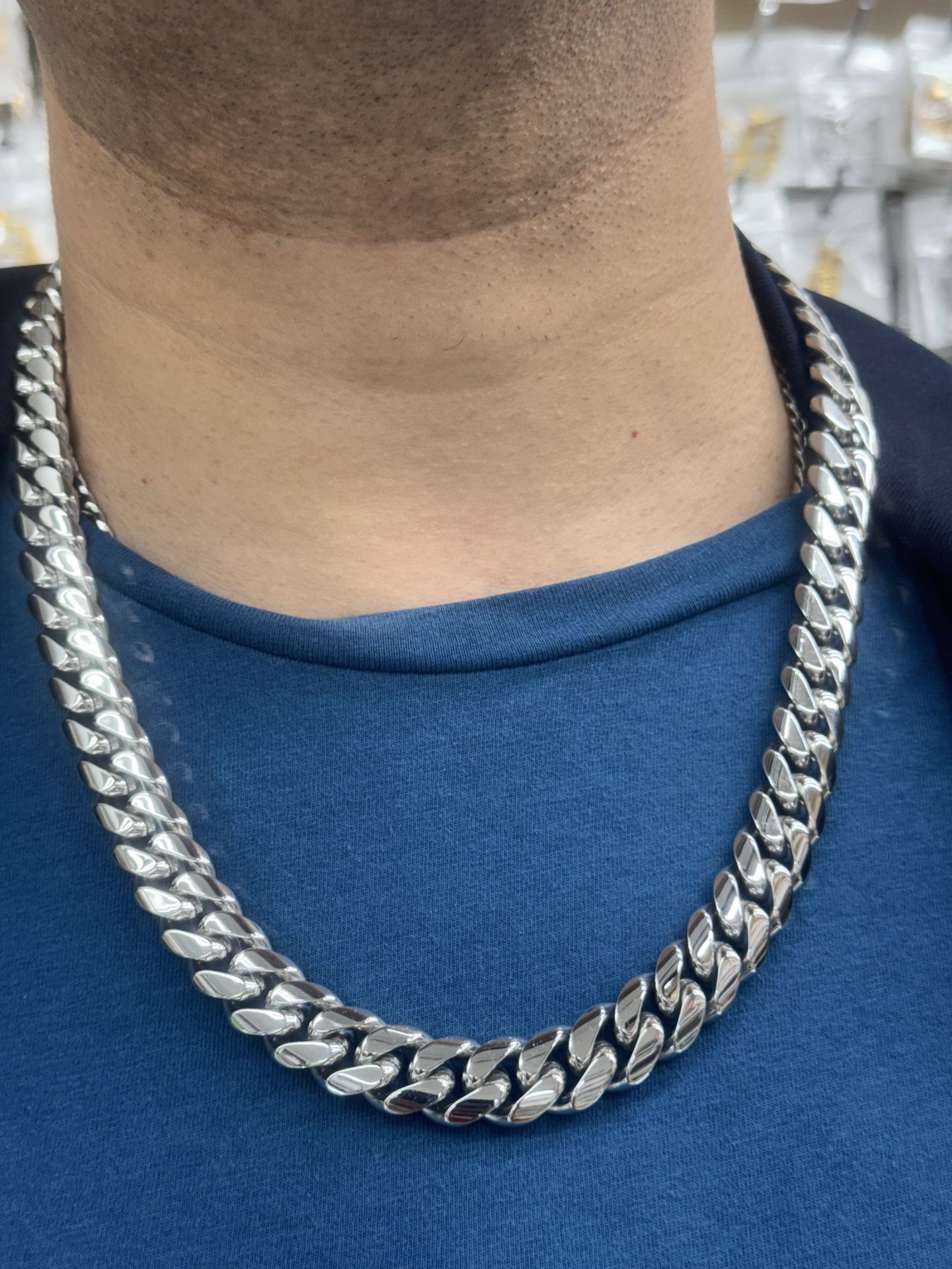 Men Big Necklace Stainless Steel Strong 30” and 14mm Diameter New For Large Men 30” Long with 14mm Diameter Color never change ever because it