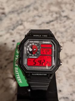 Spiderman man with Symbiote Custom Casio AE 1200 Watch mod