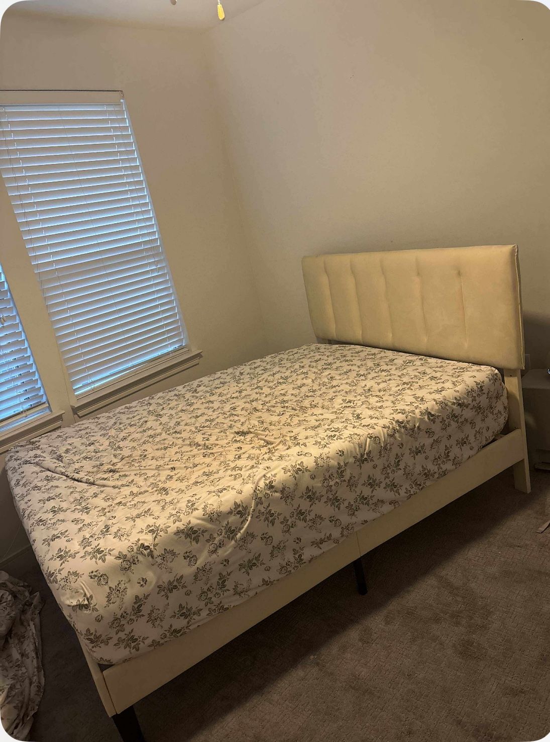 Beautiful QUEEN Suede Beige Bed Frame