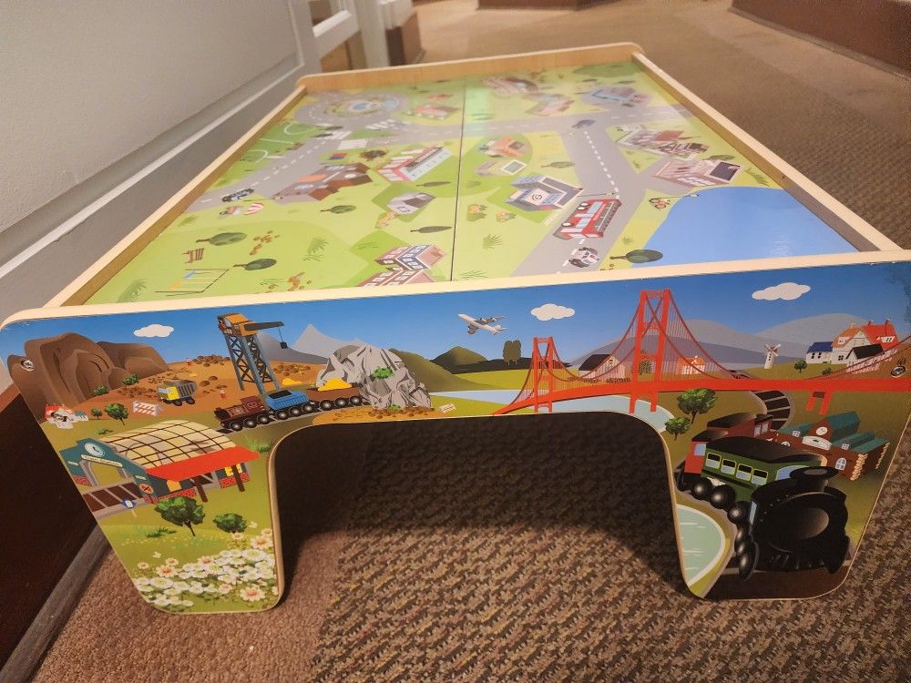 Wooden Train Table Set For Kids