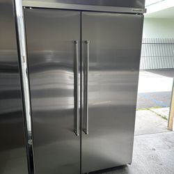 Kitchen Aid 48”Wide Built In Side By Side Stainless Steel Refrigerator 