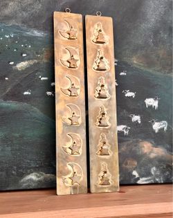 2 Solid Brass Holiday & Celestial Card Photo Hangers
