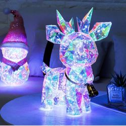 Prismatic Iridescent Spooky Deer, Halloween ceer Decor, Prismatic Deer LED Lights, LED Iridescent Deer Night Light,Deer Halloween Decorations,Deer Chr