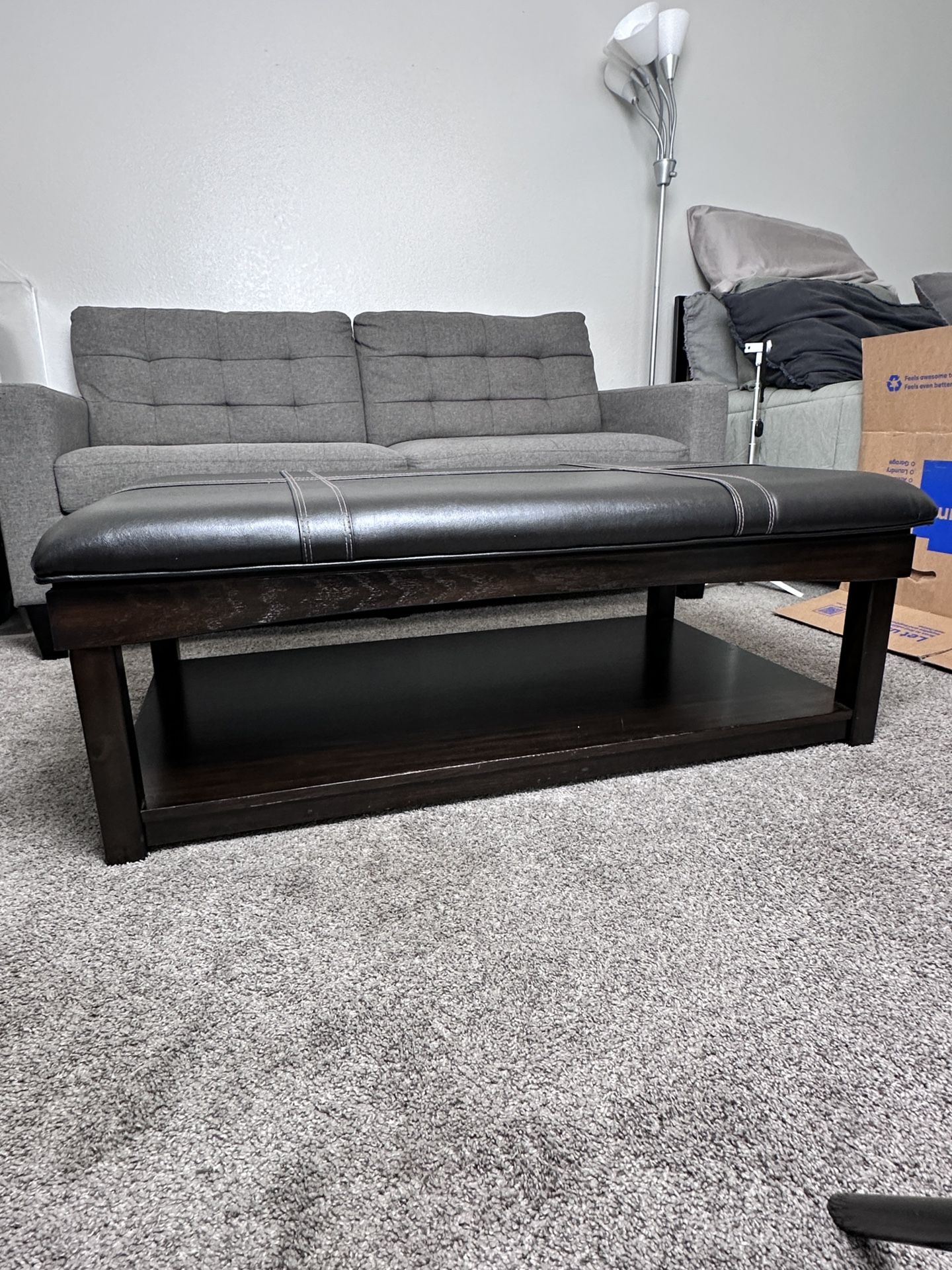 Black Leather Ottoman