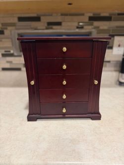 Wooden Jewelry Box with Drawers