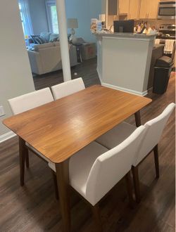 Small Modern Wood Table + Four Chairs **Pickup Only**