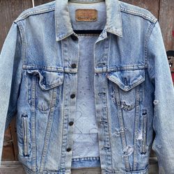 Vintage Heavily Distressed Vintage Denim Jacket $100