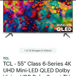 55 inch TCL 6 Series 4k UHD Mini-LED QLED Dolby Vision HDR Roku Tv