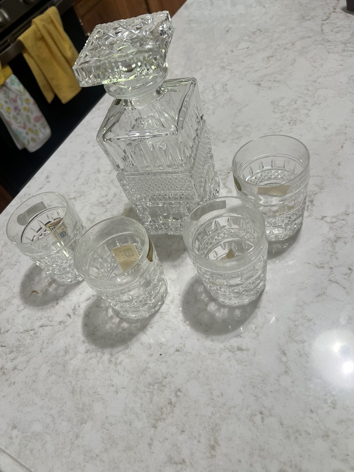 VTG Set of 4 Bohemian Czech Lead Crystal Whiskey Old Fashioned Glasses