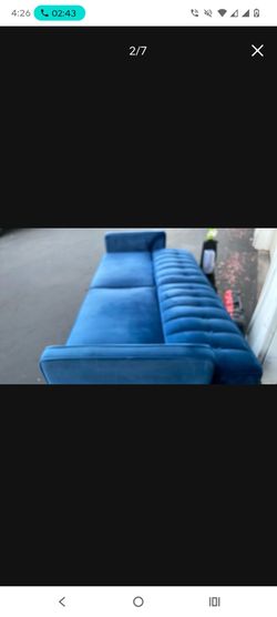 Blue velvet couch futon sleeper 💙