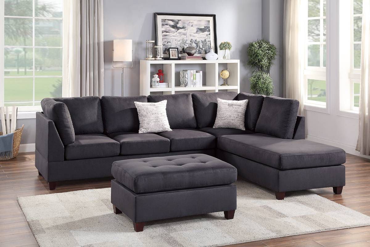 Ebony Sectional Sofa With Ottoman (Free Delivery)