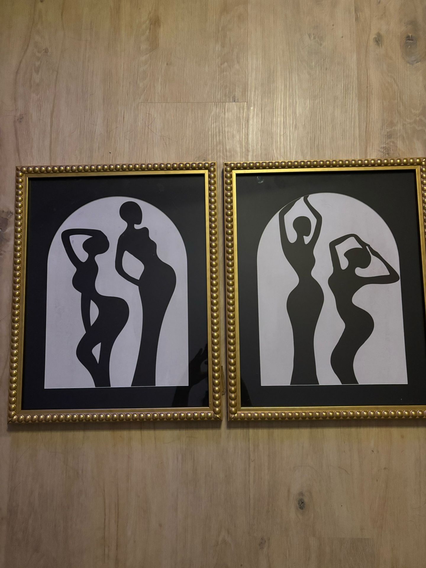 Modern Black & White Silhouette Art - Set of Two Framed Prints (Matisse Style)