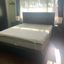 King Frame, Padded Headboard, 2 End Tables
