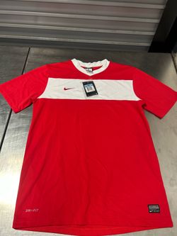 New NIKE Unite Jersey Mens Medium Shirt Red white Nike Dri Fit NWT