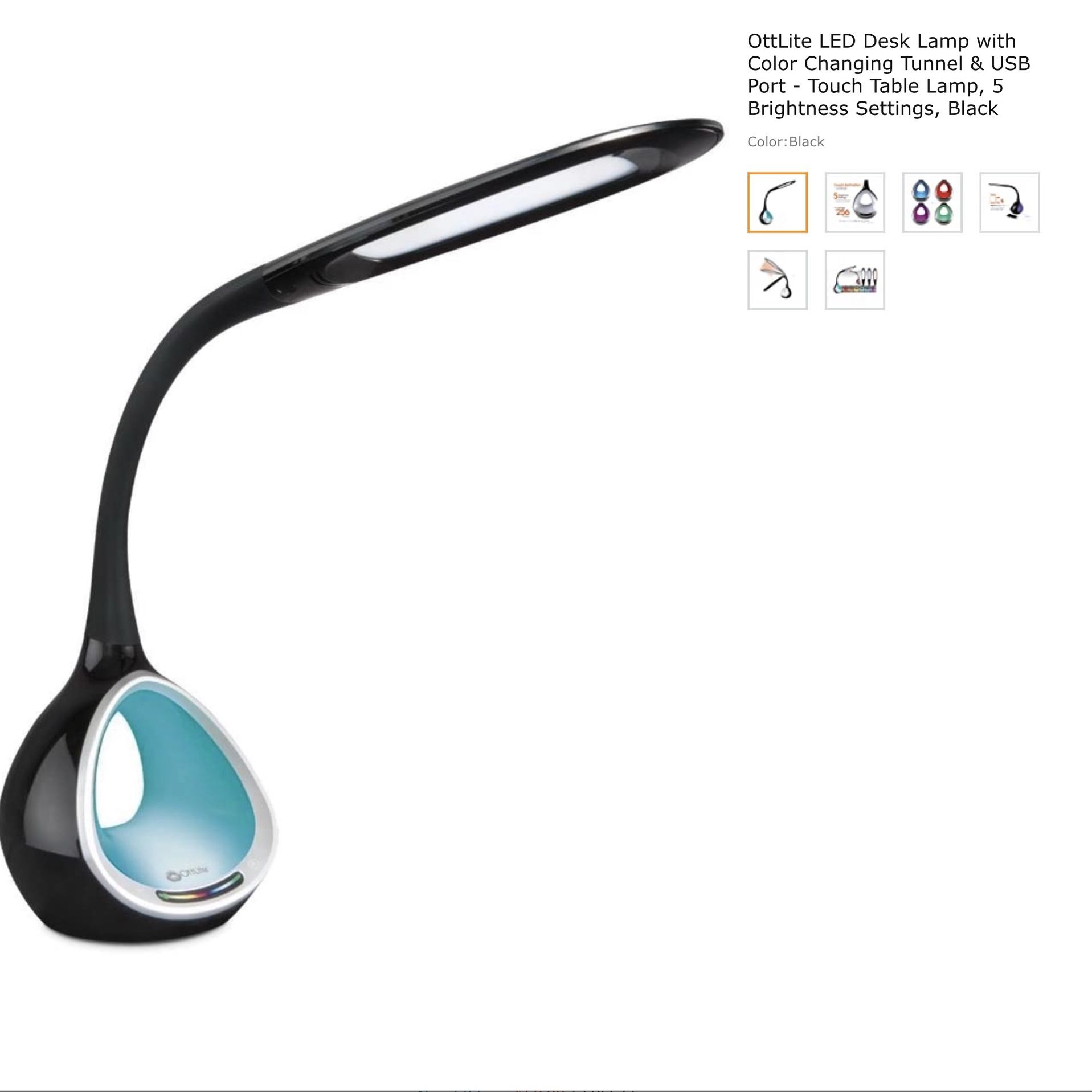 Ottlite led color changing tunnel desk lamp with 2.1 a usb port deals